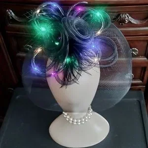 Fascinating Unique Black Fascinator Hat Funeral Church or Holidays Celebrations! Black Velvet Flat Wide Brim Fascinator Hat Wedding Church  main image 4